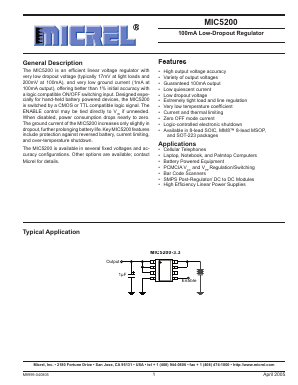 MIC5200-5.0BMM Datasheet PDF Micrel