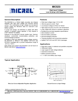 MIC5233 Datasheet PDF Micrel