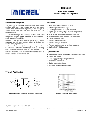 MIC5233-3.3BM5 Datasheet PDF Micrel