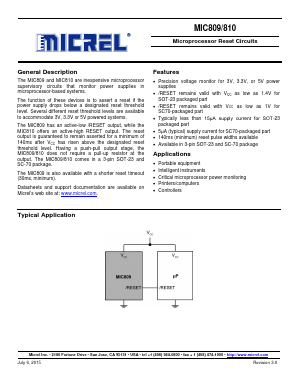 MIC809R Datasheet PDF Micrel