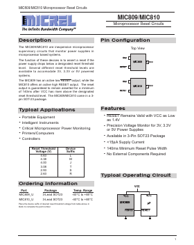 MIC809S Datasheet PDF Micrel