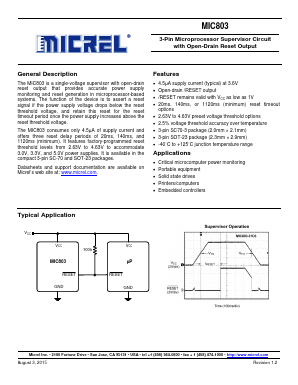 MIC803-26D3VC3 Datasheet PDF Micrel
