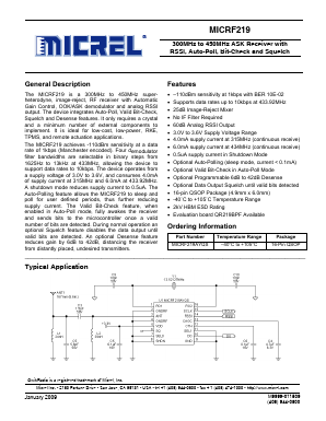 MICRF219AYQS Datasheet PDF Micrel