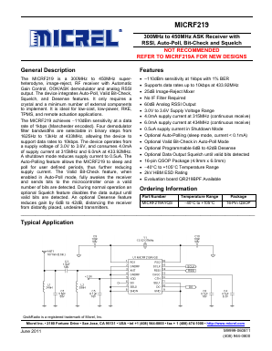 MICRF219 Datasheet PDF Micrel