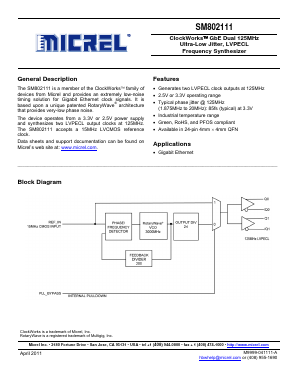 SM802111UMGR Datasheet PDF Micrel