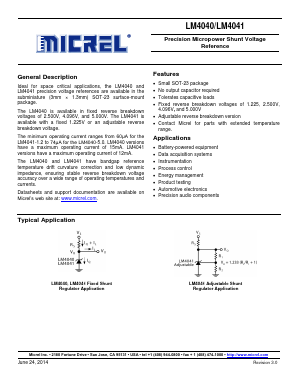 LM4041 Datasheet PDF Micrel