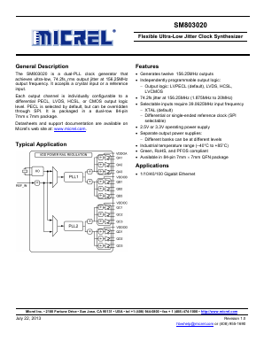 SM803020 Datasheet PDF Micrel