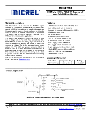 MICRF219A Datasheet PDF Micrel