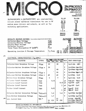 2N3053 Datasheet PDF Micro Electronics