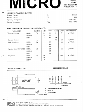 1623R Datasheet PDF Micro Electronics