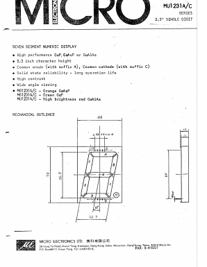 MG1231A Datasheet PDF Micro Electronics