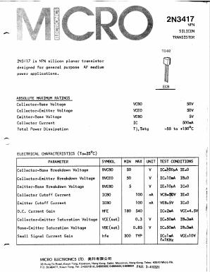 2N3417 Datasheet PDF Micro Electronics