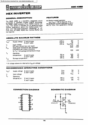 MMC4069 Datasheet PDF Micro Electronics
