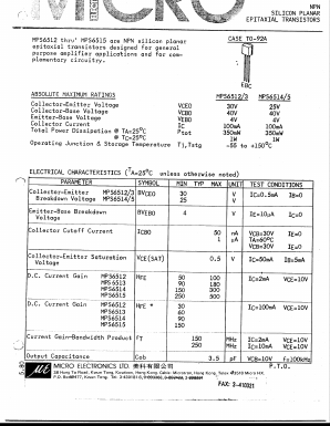 MPS6512 Datasheet PDF Micro Electronics