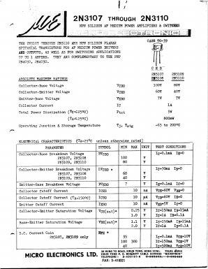 2N3107 Datasheet PDF Micro Electronics