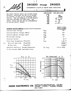 2N5820 Datasheet PDF Micro Electronics