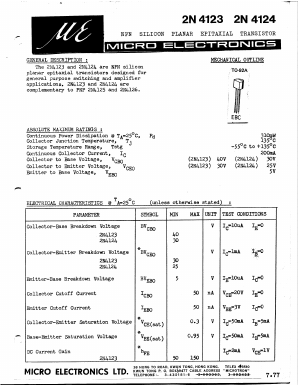 2N4123 Datasheet PDF Micro Electronics