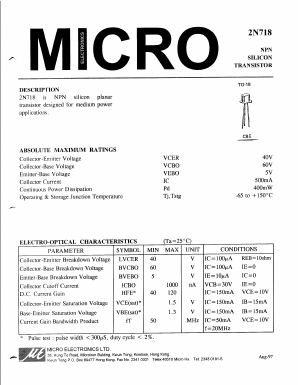 2N718 Datasheet PDF Micro Electronics