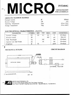 INT2404G Datasheet PDF Micro Electronics