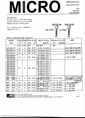 2N2924 Datasheet PDF Micro Electronics