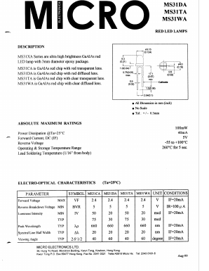 MS31CA Datasheet PDF Micro Electronics