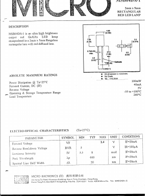 MSB64DA-1 Datasheet PDF Micro Electronics