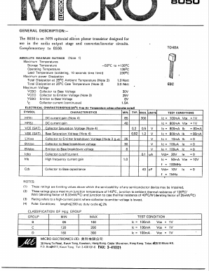 8050 Datasheet PDF Micro Electronics