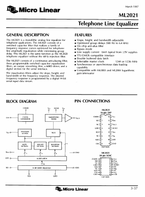ML2021CP Datasheet PDF Micro Linear Corporation