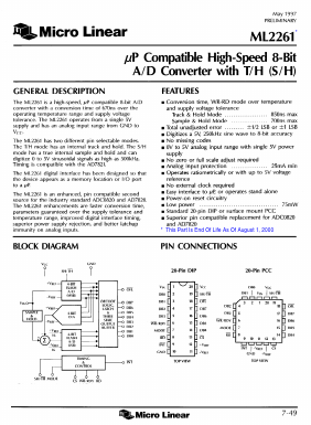 ML2261BCP Datasheet PDF Micro Linear Corporation