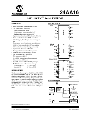 24AA16IP Datasheet PDF Microchip Technology