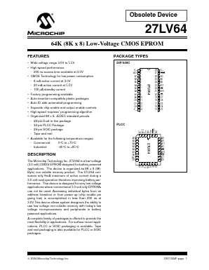 27LV64-20/L Datasheet PDF Microchip Technology