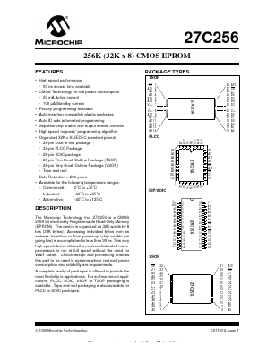 27C256-90ISO Datasheet PDF Microchip Technology