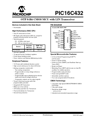 PIC16C432T-ISS Datasheet PDF Microchip Technology