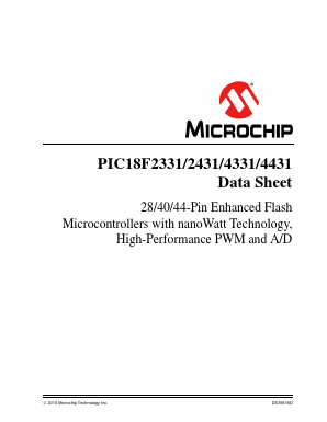 PIC18LF2331-I Datasheet PDF Microchip Technology
