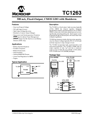 TC1263-5.0VETTR Datasheet PDF Microchip Technology
