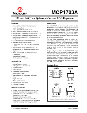 MCP1703A Datasheet PDF Microchip Technology