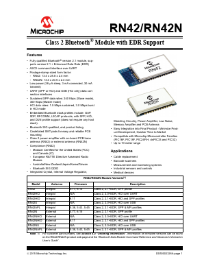 RN42 Datasheet PDF Microchip Technology