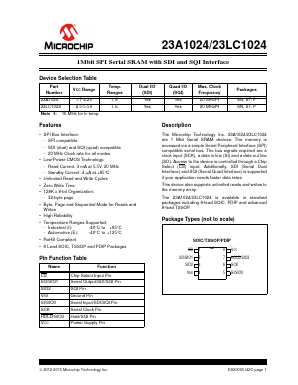23LC1024-E Datasheet PDF Microchip Technology
