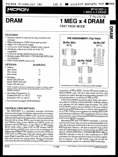 MT4C4001JZ-6IT Datasheet PDF Micron Technology