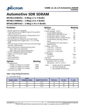 MT48LC16M8A2F4-75 Datasheet PDF Micron Technology