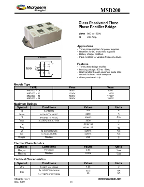 MSD200-12 Datasheet PDF Microsemi Corporation