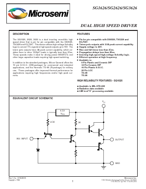 SG3626T Datasheet PDF Microsemi Corporation