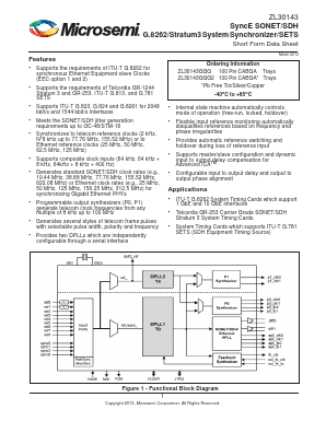 ZL30143 Datasheet PDF Microsemi Corporation