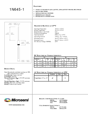 1N645-1 Datasheet PDF Microsemi Corporation