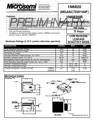 1N6820R Datasheet PDF Microsemi Corporation