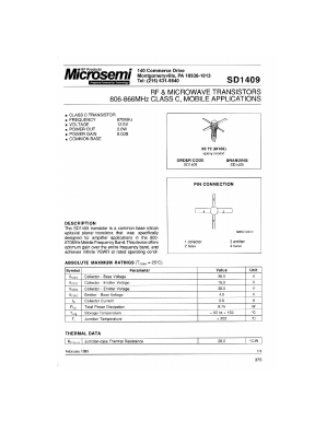 SD1409 Datasheet PDF Microsemi Corporation
