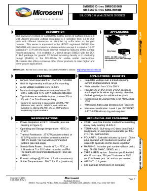 SMBJ5952B Datasheet PDF Microsemi Corporation