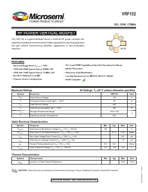 VRF152 Datasheet PDF Microsemi Corporation
