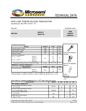 2N1613LJANTXV Datasheet PDF Microsemi Corporation