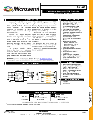 LX1692IPW-TR Datasheet PDF Microsemi Corporation